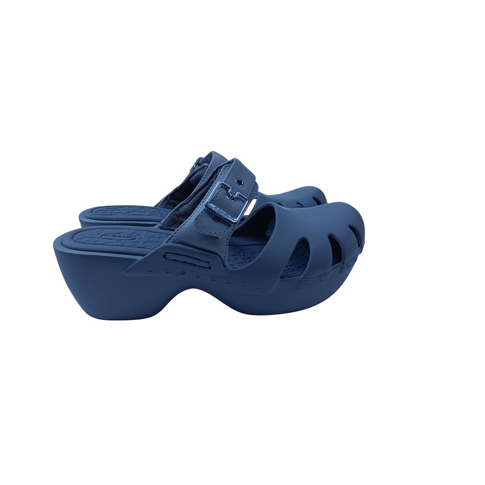 Dr. Scholls Womens Lite Gray Fisherman Platform Clogs Buckle Strap Sandals sz 7